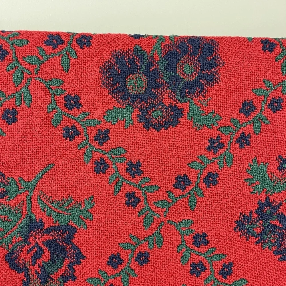Vintage 90s Floral Tapestry Fringed Throw Blanket Grandma Cottagecore Boho 50x66